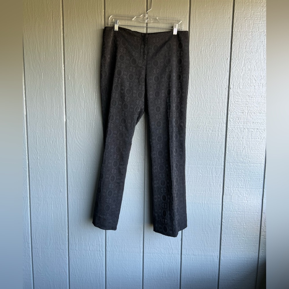 City DKNY Black Jacquard Straight Leg Pants Formal Party Evening Holiday